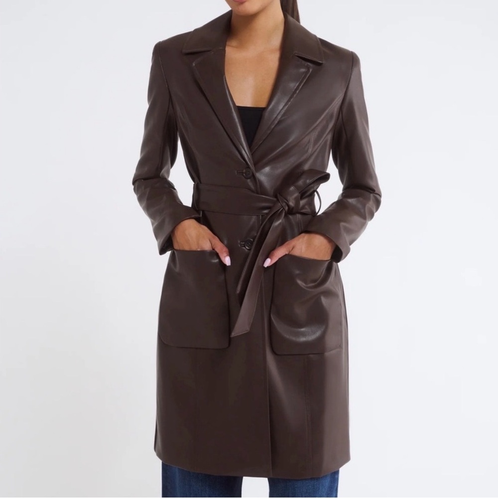 RUMORED vegan leather matrix trench nwt